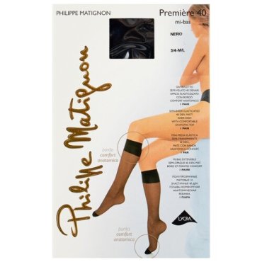 Капроновые гольфы Philippe Matignon Premiere 40 den mi-bas, размер 3/4 (M/L), nero