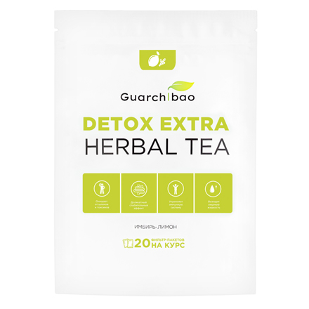 Guarchibao, Чай для похудения Detox, имбирь и лимон, 20 фильтр-пакетиков