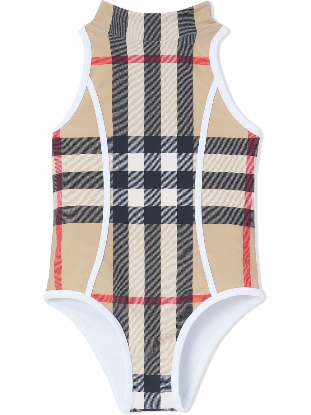 Burberry Kids Check-print zip-front one-piece swimsuit
