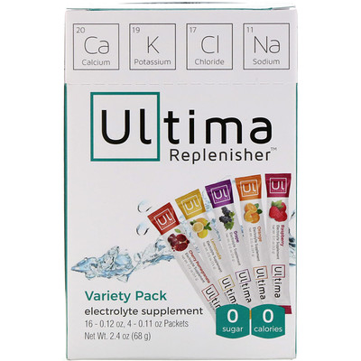 Ultima Replenisher Электролитовая добавка, ассорти, 20 пакетов, 68 г (2,4 унции) каждый