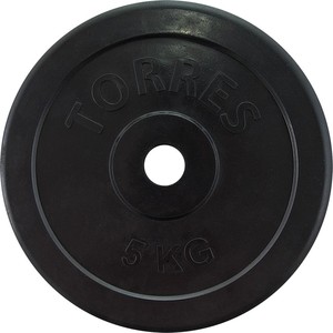 Диск обрезиненный Torres 5 кг. 25 мм. черный