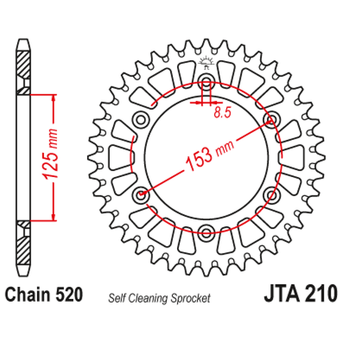Запчасти JT Звезда задняя (ведомая),(алюминий) JT JTA210.50