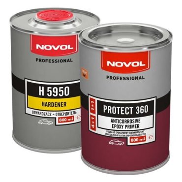 Комплект (отвердитель для грунта, грунт-праймер) NOVOL PROTECT 360 1+1, 2 шт. серый 0.8 л
