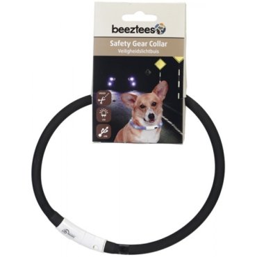 Ошейник для собак Beeztees, силиконовый, светящийся, с USB, черный, 70 см х 10 мм