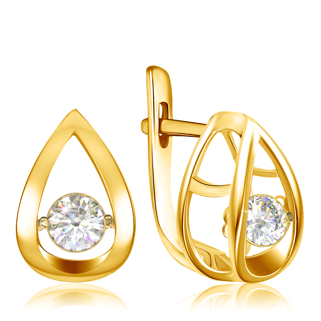 Серьги из желтого золота с танцующими бриллиантами RD0000305306000