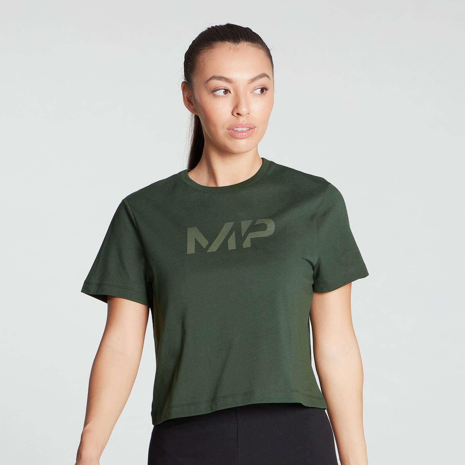 MP Women's Gradient Line Graphic Crop T-shirt- Dark Green - XL
