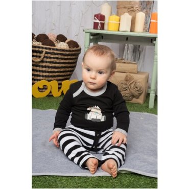 Детский комплект для мальчика Diva Kids: боди и брюки, 3 мес-3 года, 68-92 см, черный, с принтом, полоска бело- черная/ Комплект одежды для малышей/ Боди для малышей/ брюки для малышей/ боди для мальчика/ брюки для мальчика