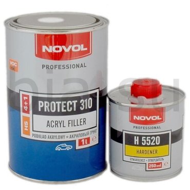 Грунт NOVOL HS PROTECT 310 акриловый автомобильный, белый (комплект), уп.1л+0,25л