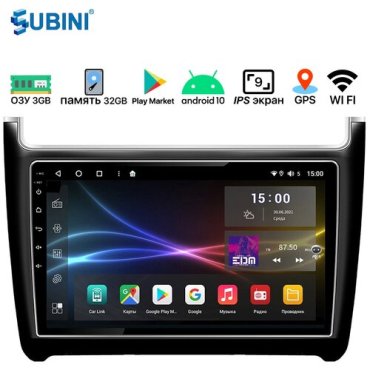Автомагнитола для Volkswagen Polo 2009+, 3/32 ГБ, на Android 10 (API29), 8-ядерный процессор, экран IPS 9 дюймов Multi touch, Wi-Fi, GPS, 2 din, USB, sim-карта, с усилителем звука Toshiba
