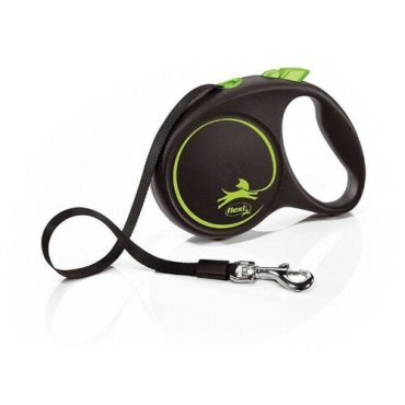 Flexi Black Design M Tape - Поводок- рулетка для собак 5м до 25 кг, ремень pp44689 Черная
