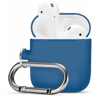 Чехол для AirPods 2 с карабином (Dark Blue)