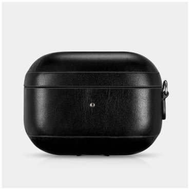 Чехол iCarer для Airpods Pro в винтажном кожаном стиле, Black (со шнурком для запястья)