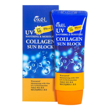 EKEL Солнцезащитный крем с коллагеном UV SOOTHING & MOISTURE COLLAGEN SUN BLOCK SPF 50 PA+++
