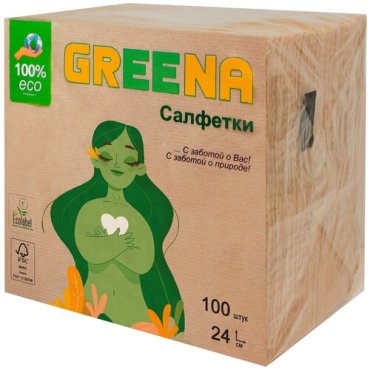 Салфетки Greena однослойные Eco, 100 шт.