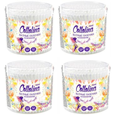 Cotto Ватные палочки Cottolina 100 шт банка (4 уп в наборе)
