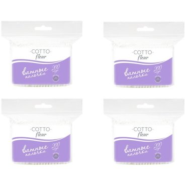 Cotto Ватные палочки Cotto Fleur 200 шт пакет (4 уп в наборе)