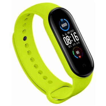 Силиконовый ремешок для Xiaomi Mi Band 5 и Mi Band 6 (Sport) / Спортивный ремешок на фитнес трекер Сяоми Ми Бенд 5 и Ми Банд 6 (Спорт) (Салатовый)