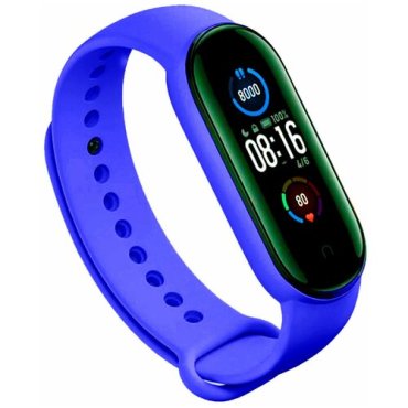 Силиконовый ремешок для Xiaomi Mi Band 5 и Mi Band 6 (Sport) / Спортивный ремешок на фитнес трекер Сяоми Ми Бенд 5 и Ми Банд 6 (Спорт) (Синий)