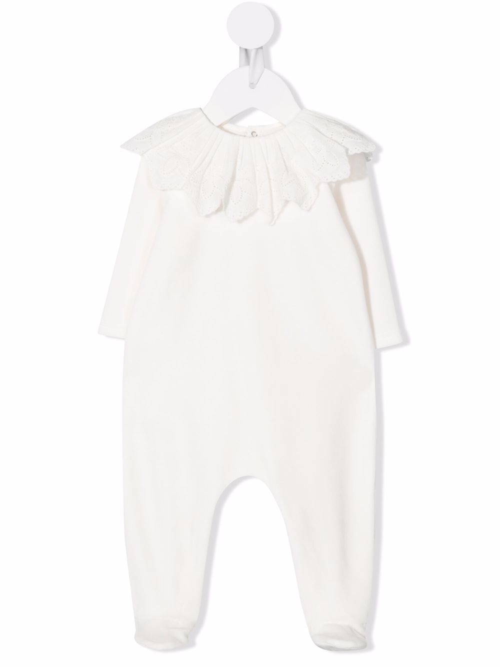 Tartine Et Chocolat scallop-collar velvet babygrow