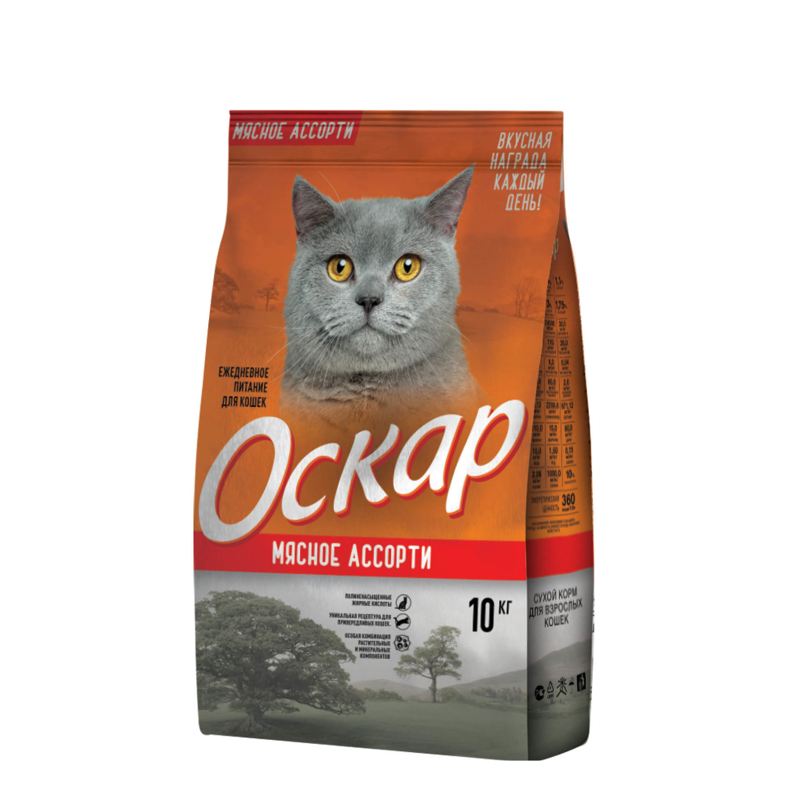 Корм ОСКАР мясное ассорти для кошек (10 кг)