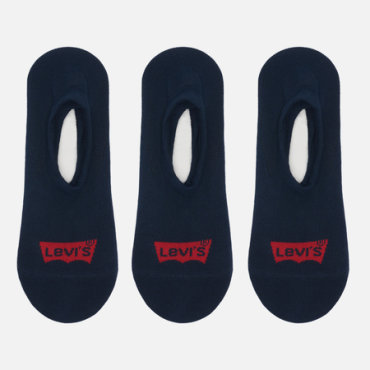 Комплект носков Levi's 3-Pack Footie High Rise, цвет синий, размер 43-46 EU