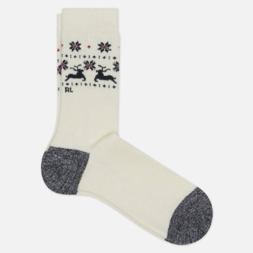 Носки Polo Ralph Lauren Deer Border Single Crew, цвет белый, размер 35-40 EU