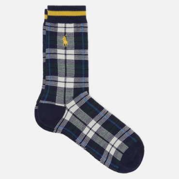 Носки Polo Ralph Lauren Preppy Plaid Single Crew, цвет синий, размер 35-40 EU