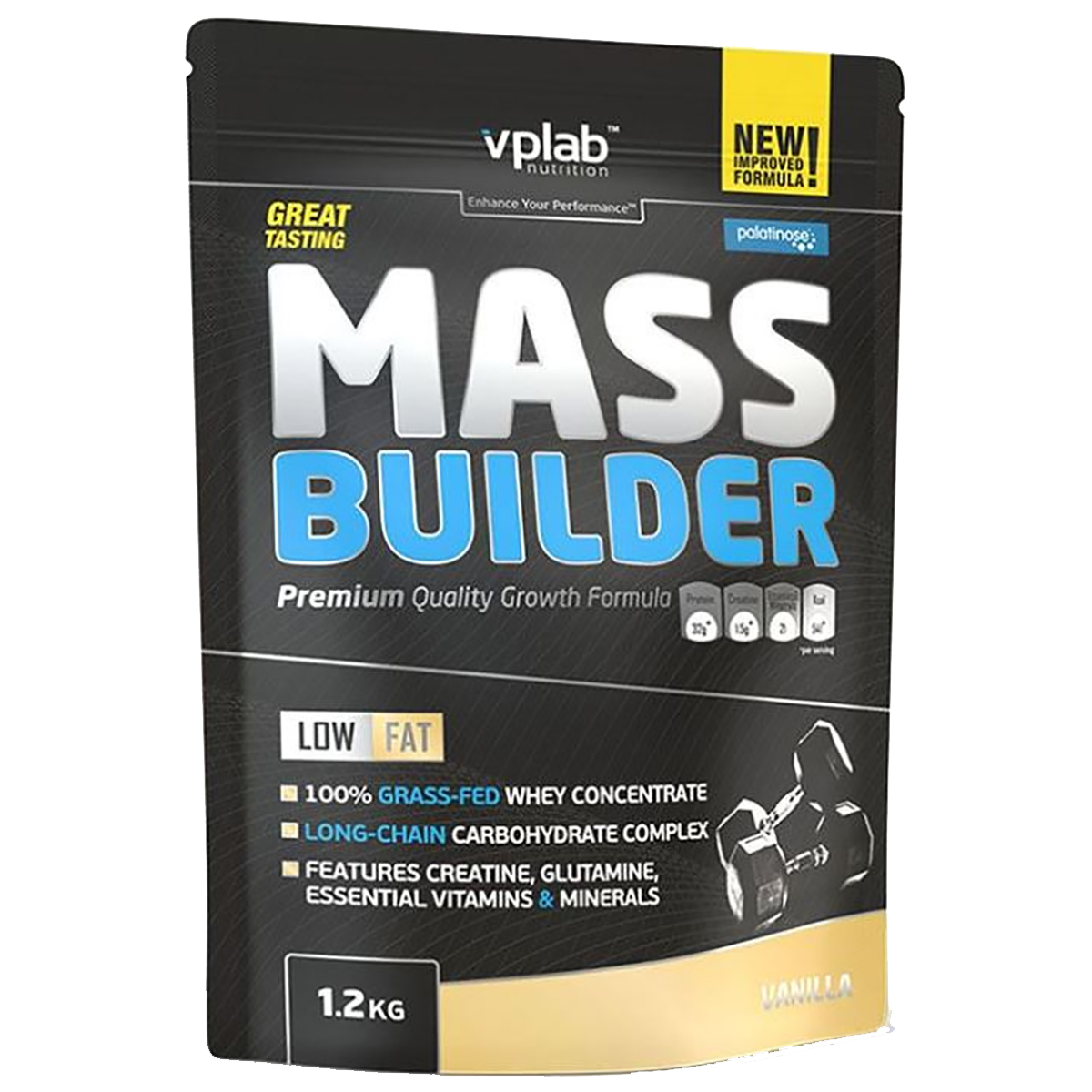 Гейнер Mass Builder, вкус «Ваниль», 1,2 кг, VPLab