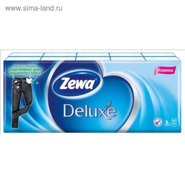 Платочки бумажные носовые Zewa Deluxe, 10 упаковок по 10 шт.