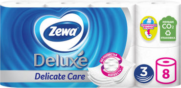 Туалетная бумага Zewa Deluxe 8 рулонов 3 слоя в ассортименте