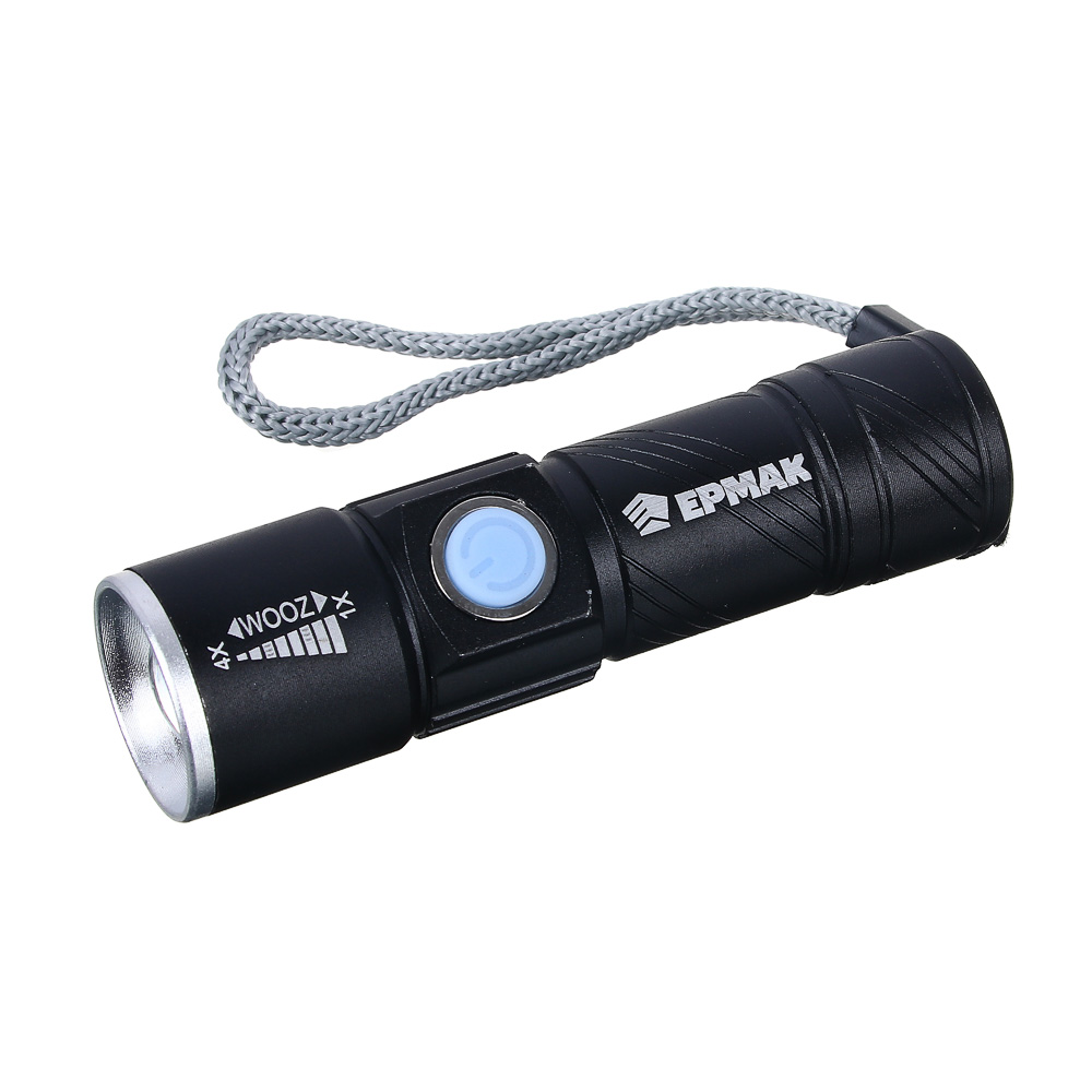 ЧИНГИСХАН Фонарь, XPE, 3Вт, 150м, 1200мАч, 2,5х2,5х9,5см, 3 режима, алюминиевый сплав, 1 цвет