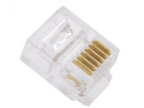 VCOM VTE7717-1/100 Коннектор телефонный RJ-11/12 6P6C (6 мест, 6 контактов) , ( упаковка 100 шт.)
