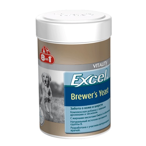 Витаминно-минеральная добавка для собак 8 in1 Excel Brewers Yeast с пивными дрожжами таблетки 140 таб.
