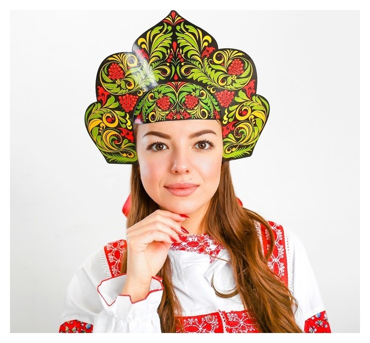 Кокошник с козырьком «Гроздья рябины», картон, ламинат