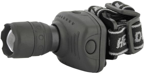 Ultraflash LED5354 (фонарь налобн, серый, 1 ватт LED, ZOOM, 3 реж, 3XR03, пласт, коробка)