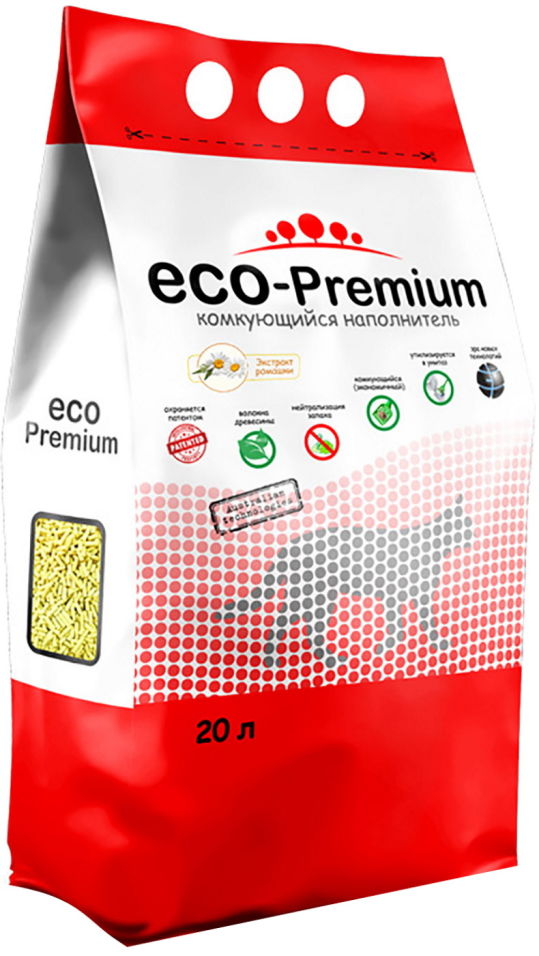 Наполнитель для кошачьего туалета ECO Premium Ромашка древесный комкующийся 20л