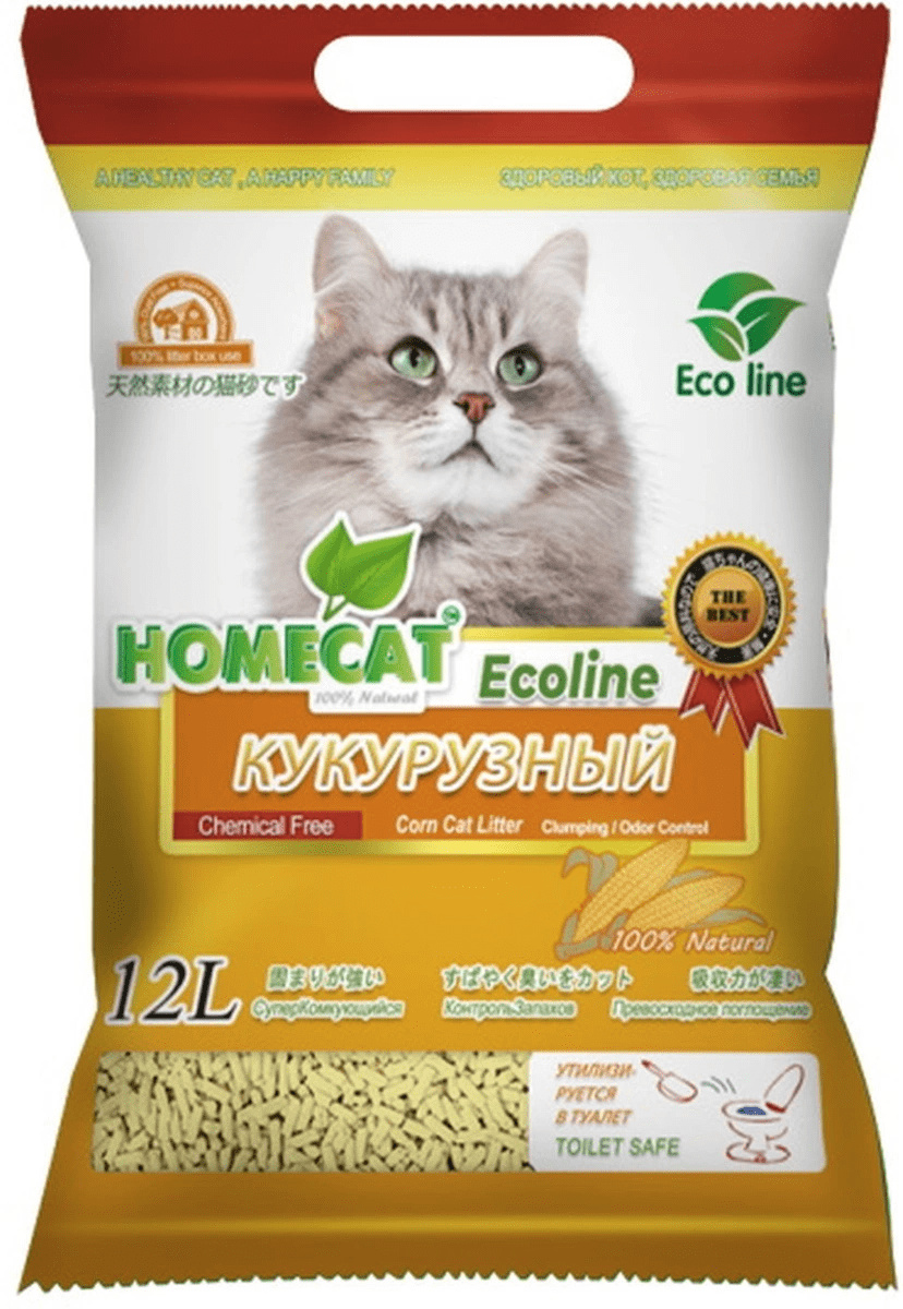 Homecat наполнитель кукурузный комкующийся наполнитель