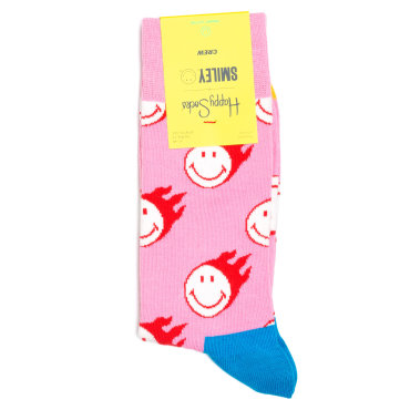 Носки унисекс Happy Socks Happy Socks x Smiley Flaming Smiley Pink разноцветные 41-46