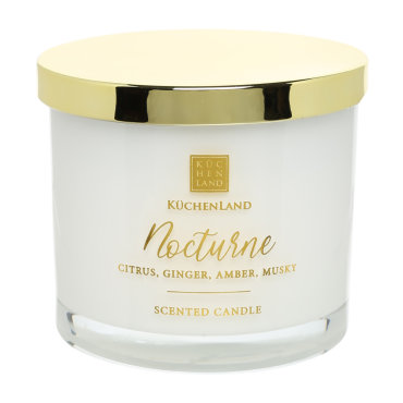 Kuchenland Свеча ароматическая, 9 см, в подсвечнике, стекло, Citrus, Ginger, Amber, Musky, Nocturne