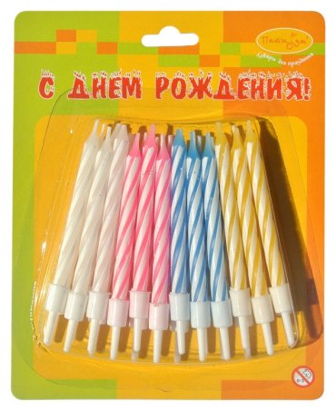 Свеча -мини 2-х цветные 24шт/уп с держателями 6см (6024918)mc.