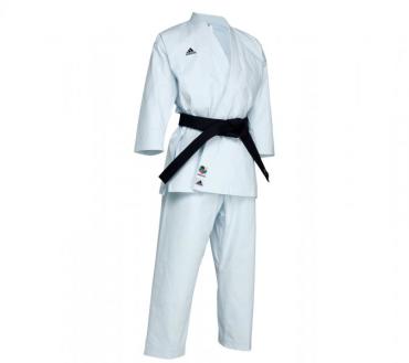 Кимоно для карате AdiLight Primegreen WKF белое с черным логотипом Adidas