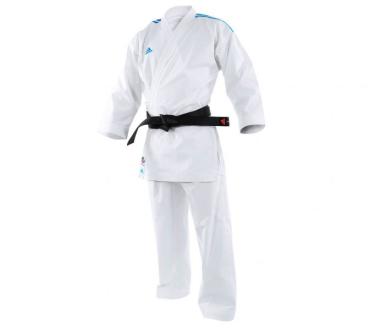 Кимоно для карате AdiLight Primegreen WKF белое с синими полосками Adidas
