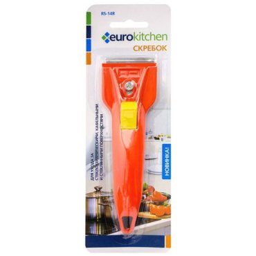 Скребок Eurokitchen для чистки стеклокерамики, красный/желтый