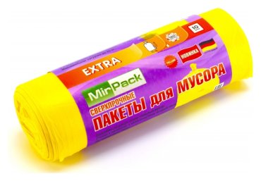 Мешки для мусора ПНД 120л 14мкм 10шт/рул желтый 70х110см Mirpack