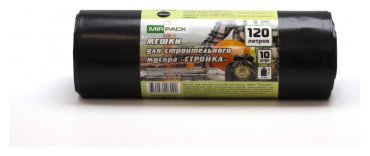 Мешки для мусора ПВД 120л 70мкм 10шт/рул черный 70х110см Mirpack