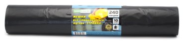 Мешки для мусора ПВД 240л 75мкм 10шт/рул черные 93х130см аром Mirpack