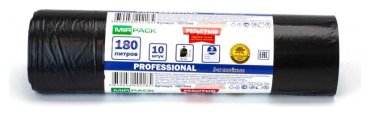 Мешки для мусора ПВД 180л 30мкм 10шт/рул черные 93х110см Professional