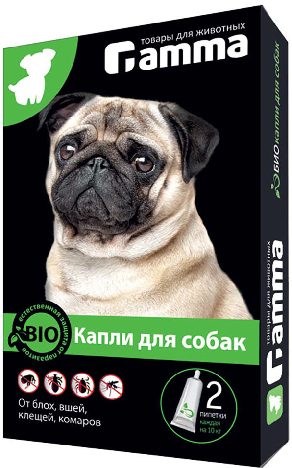 Капли для собак Gamma от паразитов 2 пипетки*1мл
