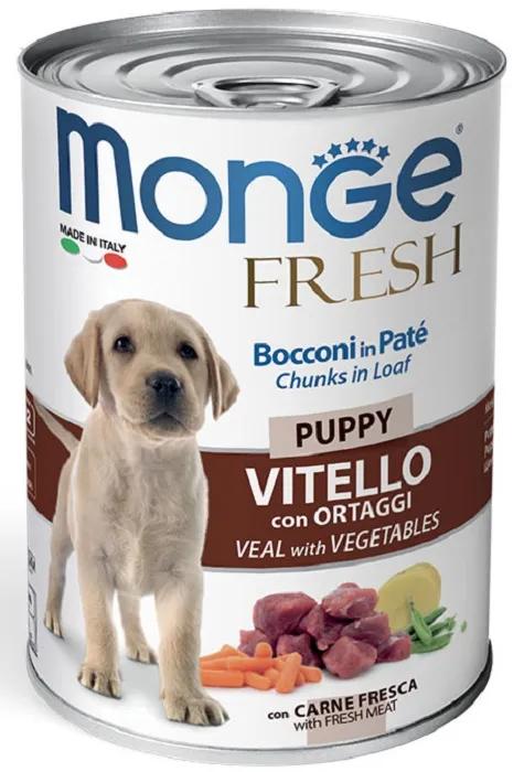 Консервы Monge Dog Fresh Chunks in Loaf "Мясной рулет из телятины с овощами" для щенков, 400гр