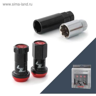 Гайка M12x1.25, 44, ключ 19, конус, открытая, красный, 16 шт, секрет 4 шт +2